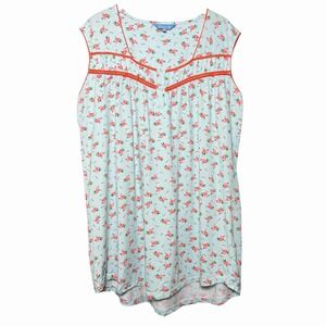 Dream Crest Womens Floral Nightgown 1X 100% Cotton Cottagecore Lounge Cozy